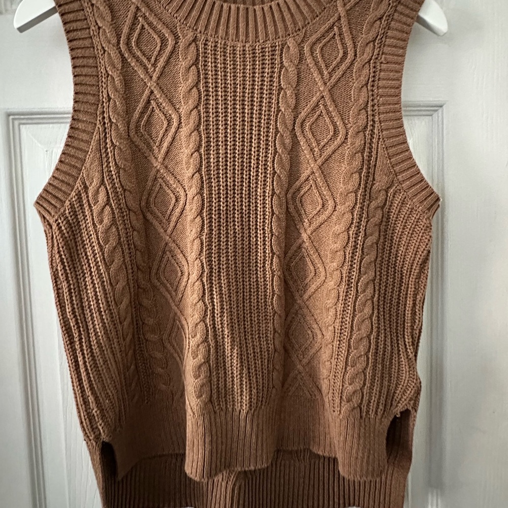 Joie Cable Knit Sleeveless Sweater - Tan